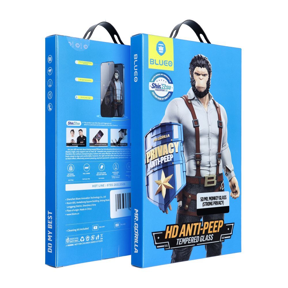 Schutzfolie Privacy Blueo für Samsung Galaxy S24 Ultra S928, Gehärtetes Glas, Vollverklebung, 5D
