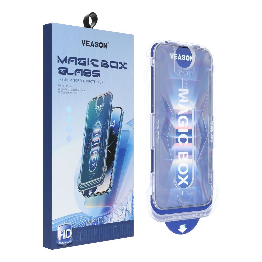 Displayschutzfolie für Apple iPhone 15 Pro, Displayschutzfolie Veason PRO für Apple iPhone 15 Pro, Glas gesichert, Vollverklebung, 6D, Schwarz
