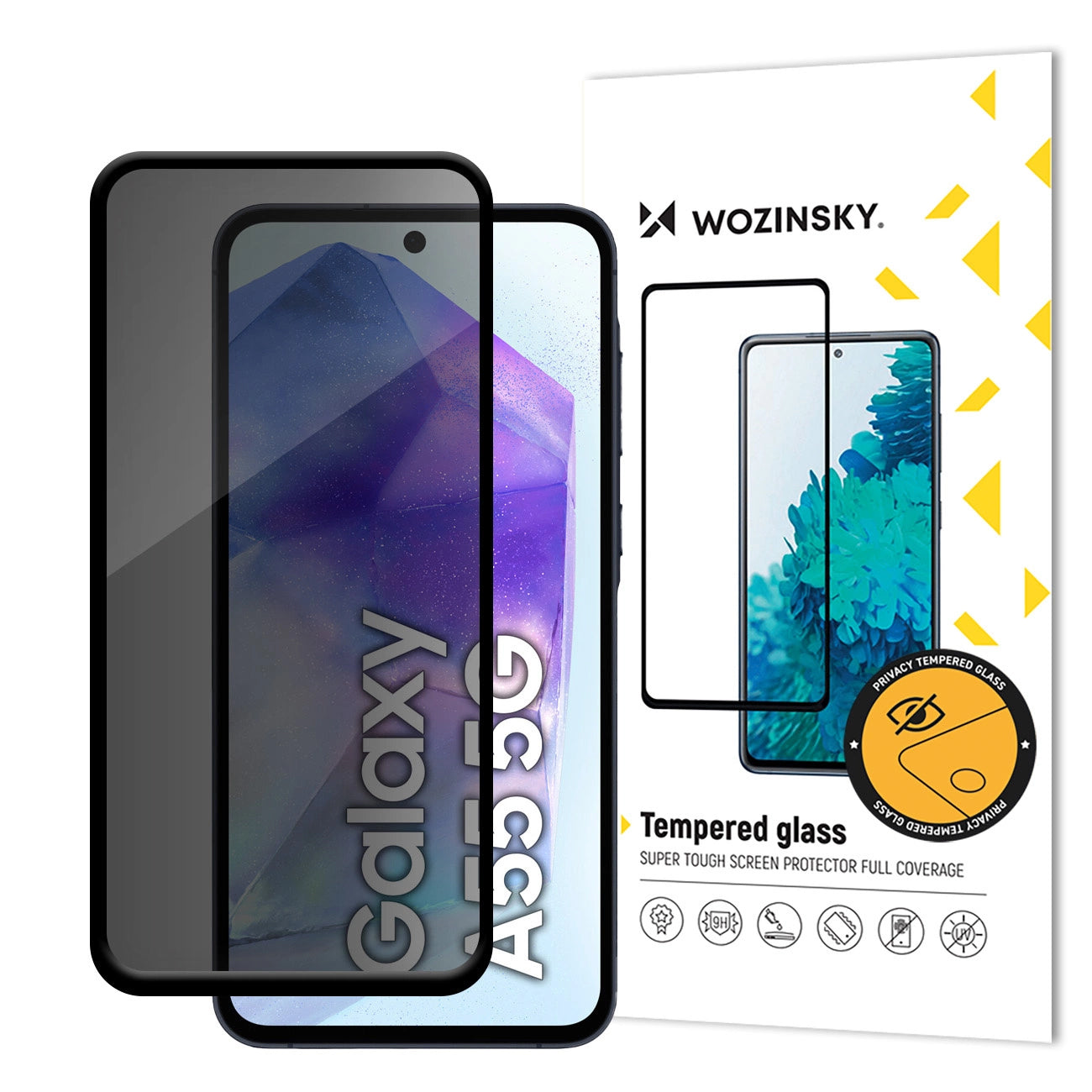 Film de protection d'écran Privacy WZK AntiSpy pour Samsung Galaxy A55 5G A556, Verre Trempé, Collage Complet