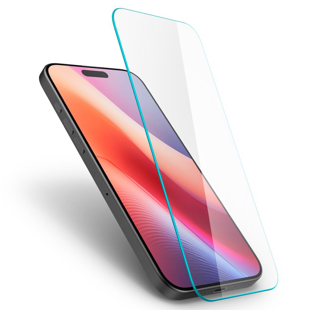 Film de protection écran Spigen GlastrR Slim HD pour Apple iPhone 16 / 15, Verre Trempé, Full Glue, 2.5D AGL06910
