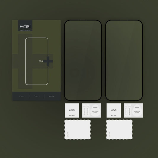 Displayschutzfolie HOFI Glas PRO+ für Apple iPhone 16 Pro, Schutzglas, Vollverklebung, Set 2 Stück, 2.5D, Schwarz
