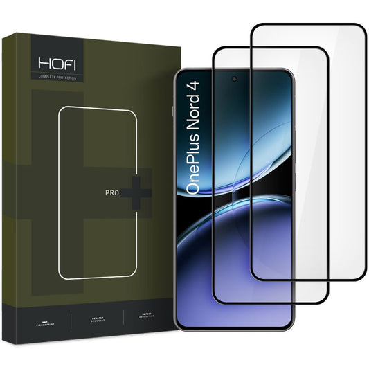 Displayschutzfolie HOFI Glas PRO+ für OnePlus Nord 4, Schutzglas, Vollverklebung, Set 2 Stück, 2.5D, Schwarz