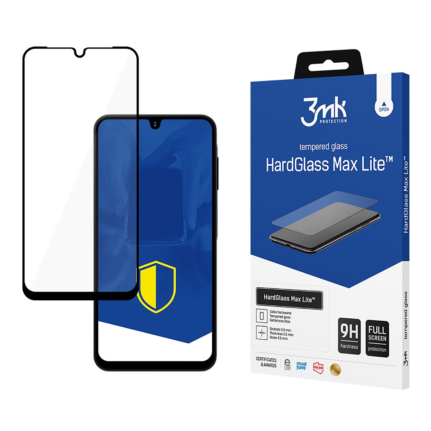 Film de protection d'écran 3MK HardGlass Max Lite pour Samsung Galaxy A26 A266 / A16 5G A166, Verre Trempé, Full Glue, Noir