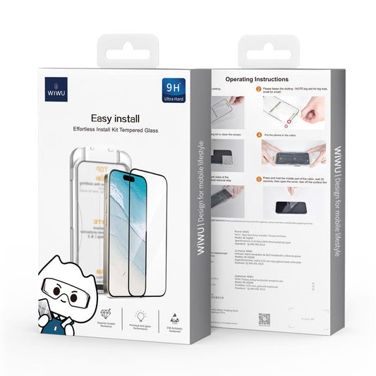 Film de protection d'écran WiWu Wi-SQ008 pour Apple iPhone 16, Protection en verre, Collage intégral, Noir