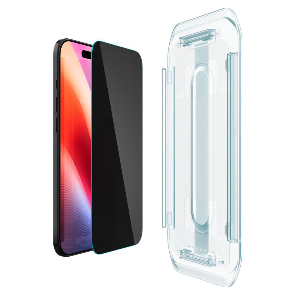 Displayschutzfolie Privacy Spigen GlastR EZ FIT für Apple iPhone 17 Air, gehärtetes Glas, Vollverklebung, Set mit 2 Stück
