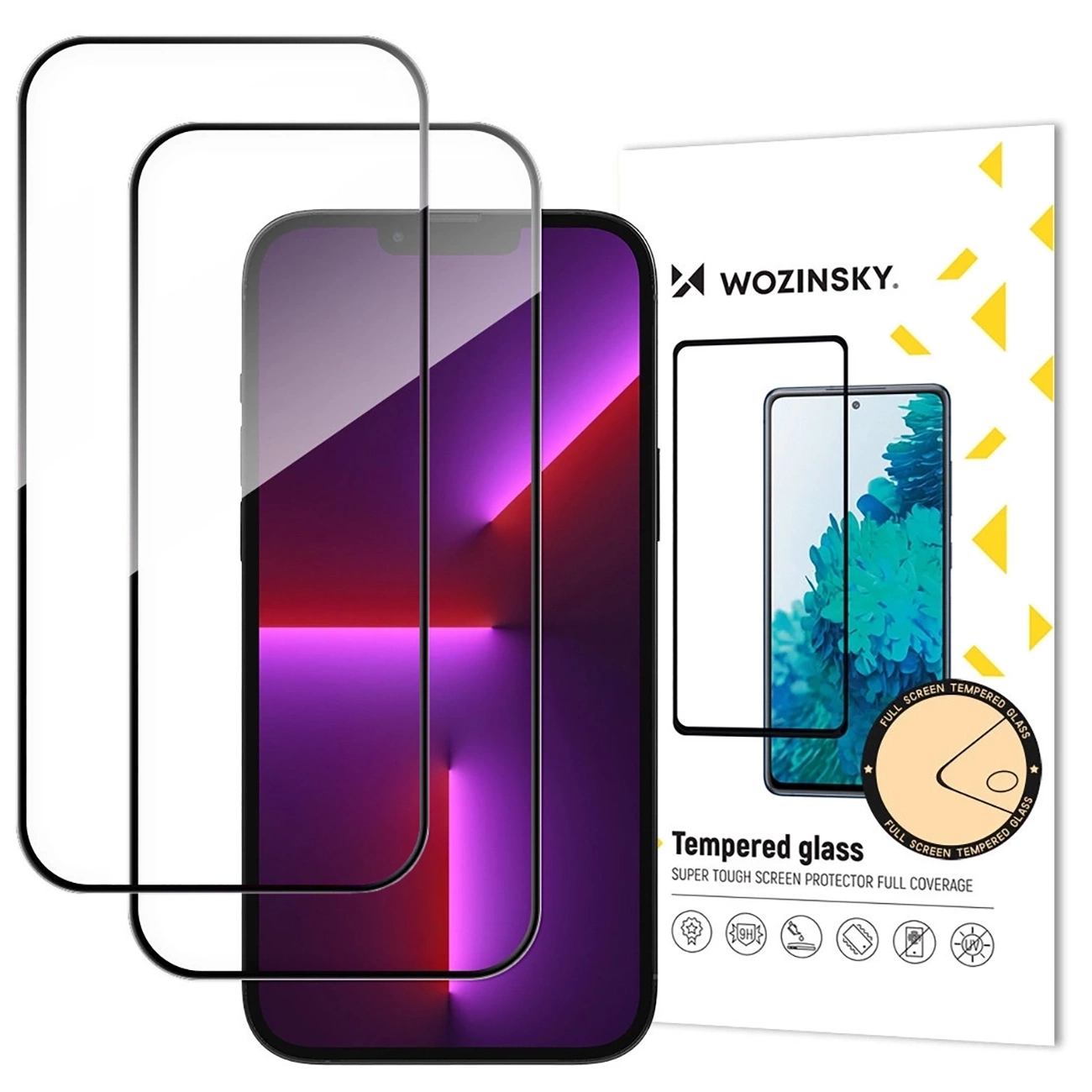 Film de protection d'écran WZK pour Apple iPhone 17 Pro, Verre trempé, Full Glue, Lot de 2 pièces, Noir