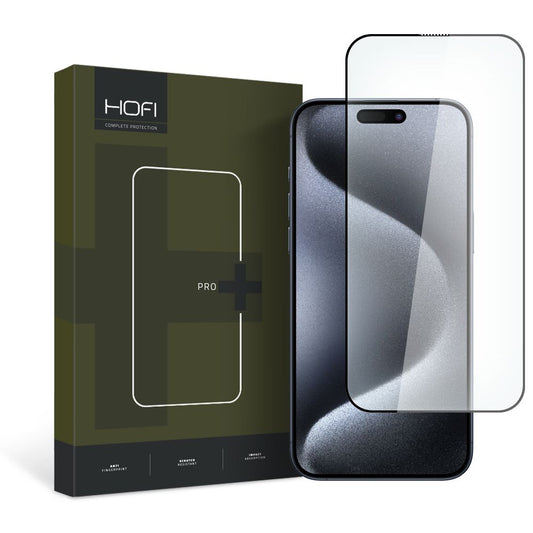 Protection d'écran HOFI PRO+ pour Apple iPhone 15 Pro Max, Verre blindé, Full Glue, 2.5D, Noir