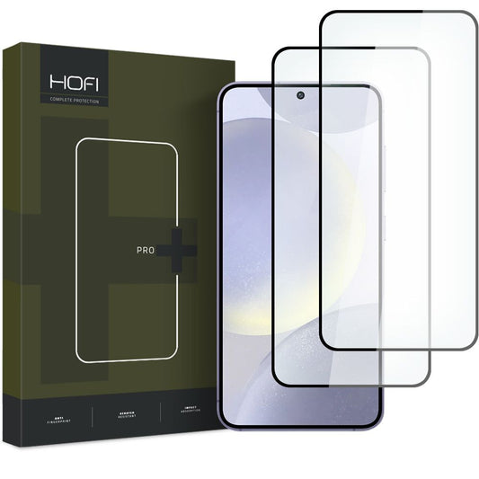 HOFI Glas PRO+ Displayschutzfolie für Samsung Galaxy S24 S921, Glasschild, Vollverklebung, Set 2 Stück, 2.5D, Schwarz