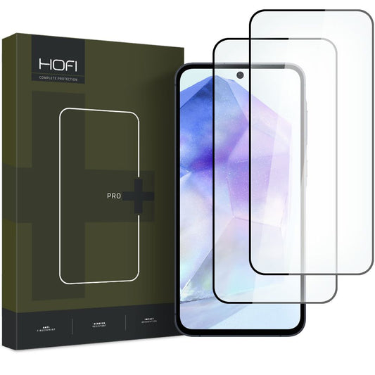 Protection d'écran HOFI Glass PRO+ pour Samsung Galaxy A55 5G A556 / A35 5G A356, Glass Shield, Full Glue, Set 2 pieces, 2.5D, Black