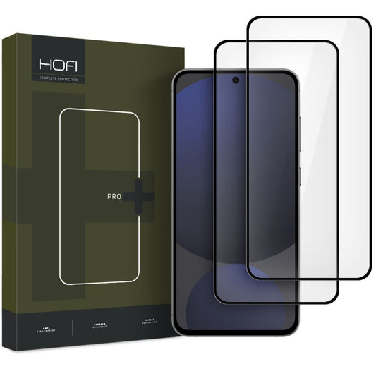 HOFI Glas PRO+ Displayschutzfolie für Samsung Galaxy S24 FE S721, abgeschirmtes Glas, Vollverklebung, Set 2 Stück, 2.5D, Schwarz