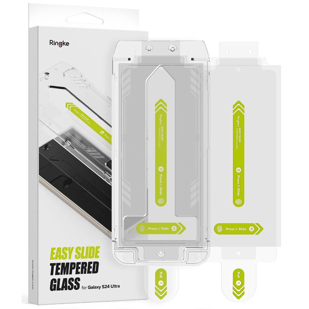 Schutzfolie Ringke Easy Slide für Samsung Galaxy S24 Ultra S928, Gehärtetes Glas, Vollverklebung, Set mit 2 Stück