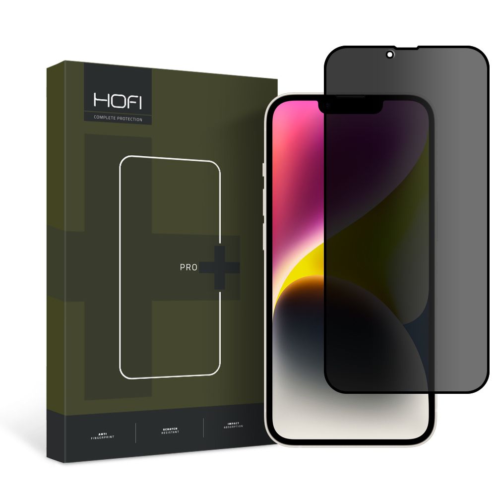 Film de protection d'écran Privacy HOFI PRO+ pour Apple iPhone 14 Plus / 13 Pro Max, Verre trempé, Collage intégral