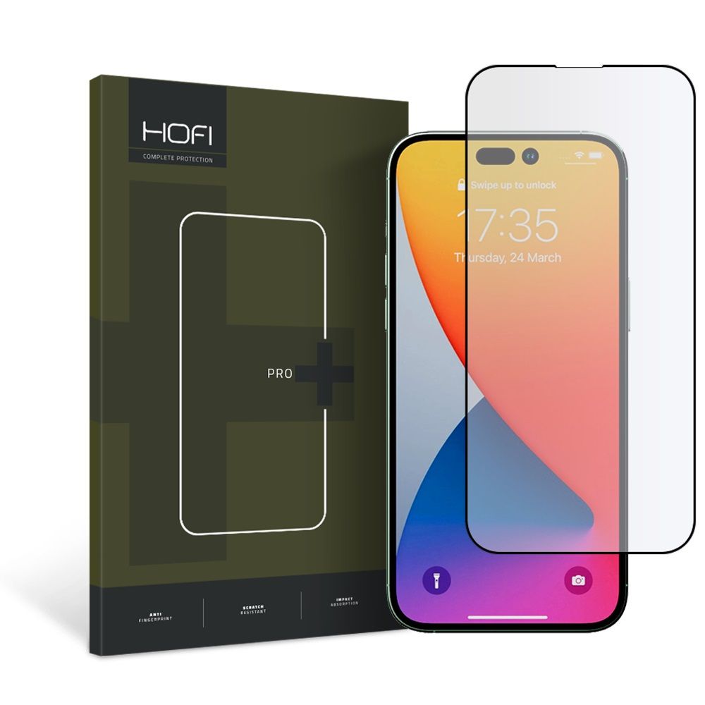 Film de protection d'écran HOFI PRO+ pour Apple iPhone 14 Pro, Verre trempé, Collage intégral, Noir