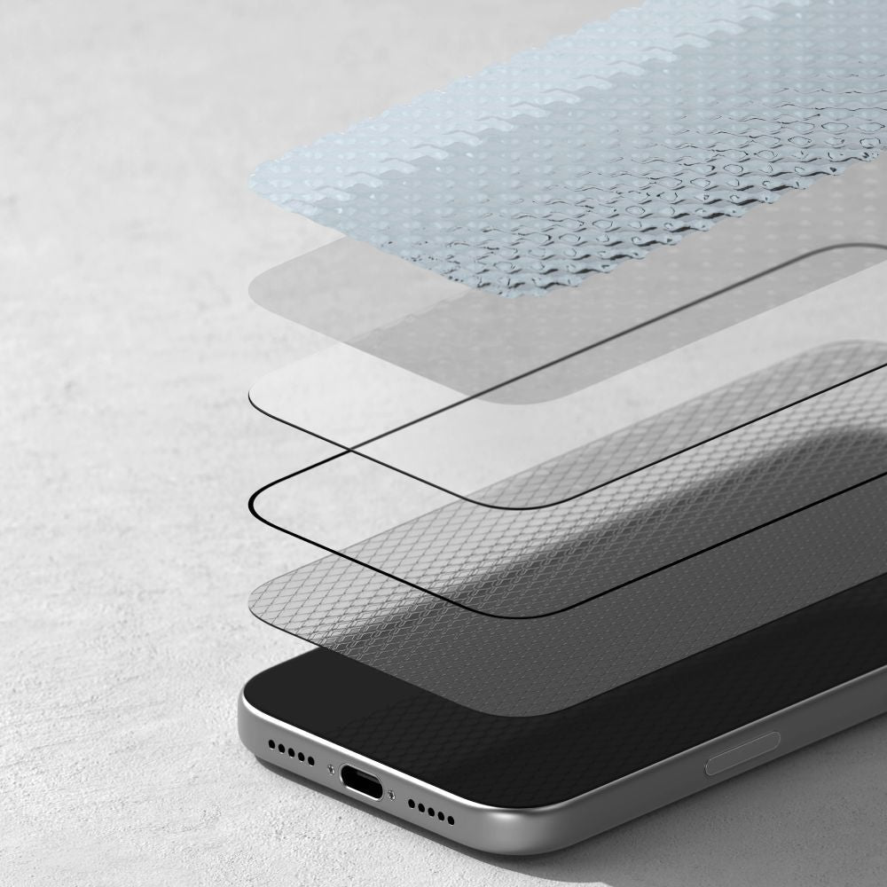Film de protection d'écran Ringke Easy Slide AR pour Apple iPhone 17 Pro, Verre trempé, Collage complet, 2.5D, Noir