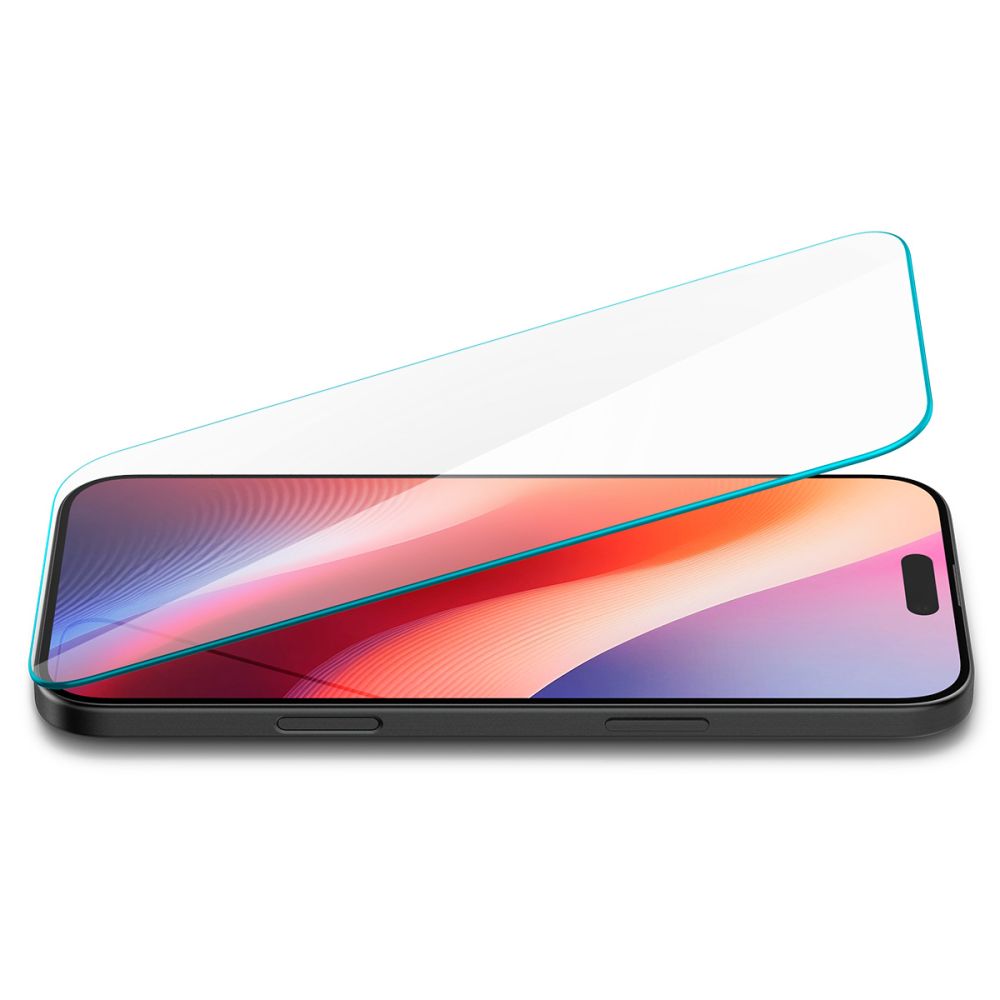 Film de protection écran Spigen GlastrR Slim HD pour Apple iPhone 16 / 15, Verre Trempé, Full Glue, 2.5D AGL06910