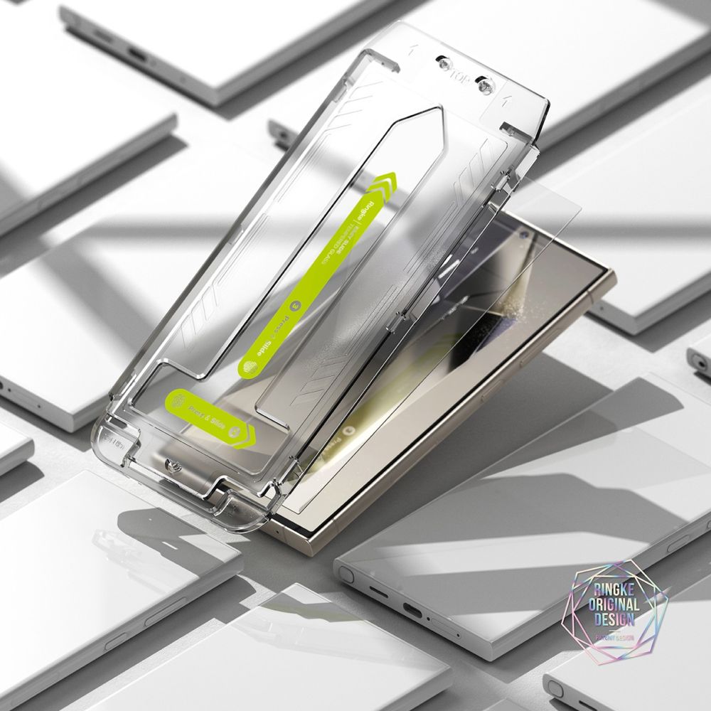 Schutzfolie Ringke Easy Slide für Samsung Galaxy S24 Ultra S928, Gehärtetes Glas, Vollverklebung, Set mit 2 Stück