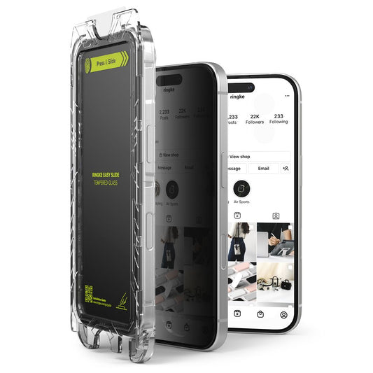 Protection d'écran privée Ringke Easy Slide pour Apple iPhone 16 Pro, protection en verre, collage complet, lot de 2 pièces