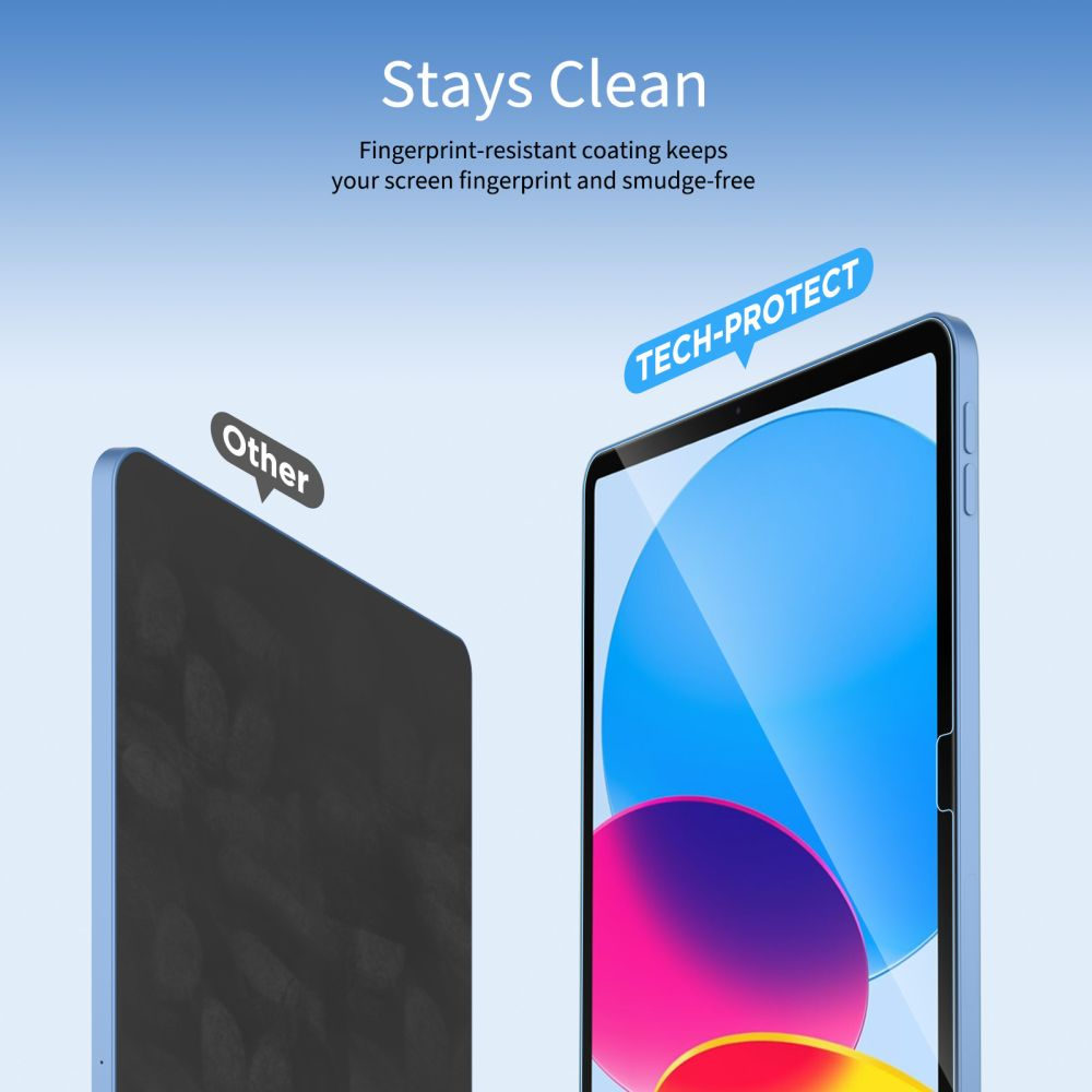 Schutzfolie Tech-Protect FIT+ für Samsung Galaxy Tab S10 FE+, Gehärtetes Glas, Vollverklebung, Set 2 Stück, 2.5D