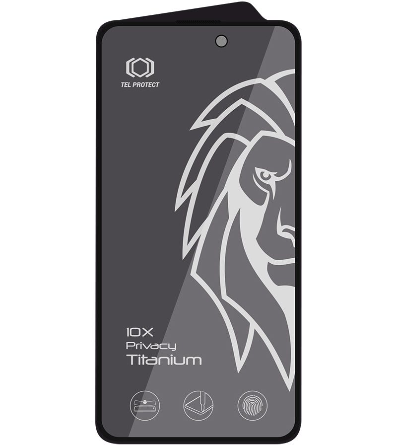 Protection d’écran Privacy Tel Protect 10X Plus Titanium pour Apple iPhone 17 / 16 Pro, verre trempé, adhésif intégral