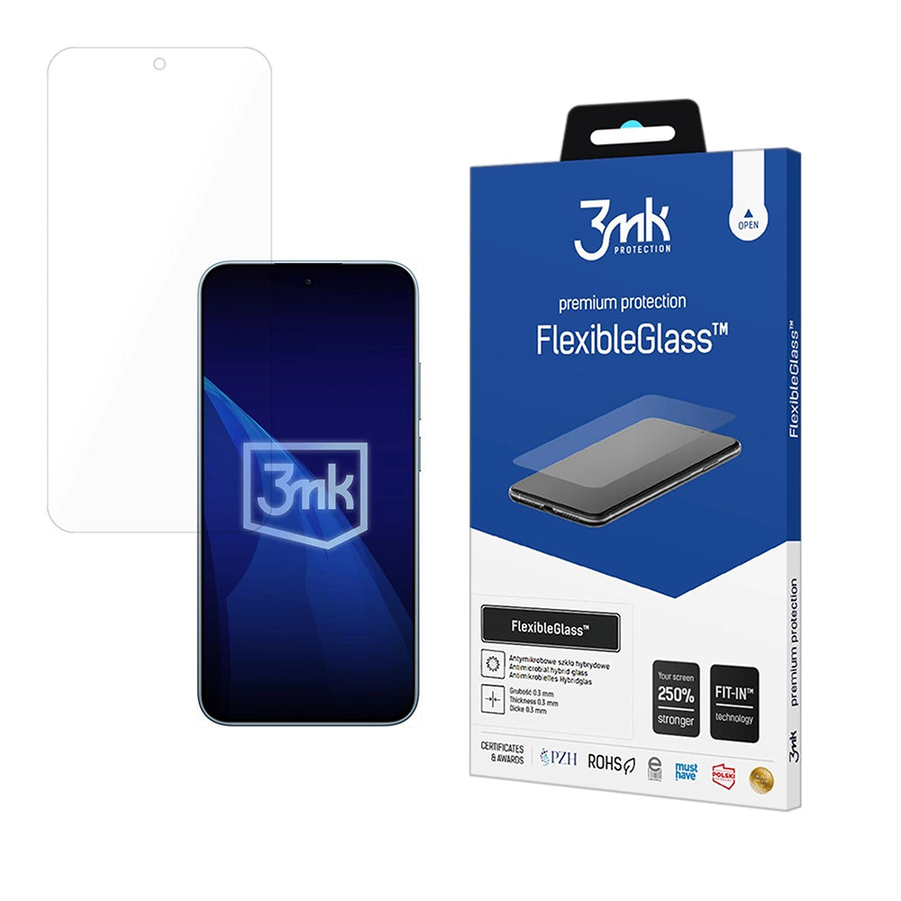 Film de protection d'écran 3MK FlexibleGlass pour Xiaomi Redmi Note 15 Pro 5G, Verre Flexible, Full Glue, Transparent