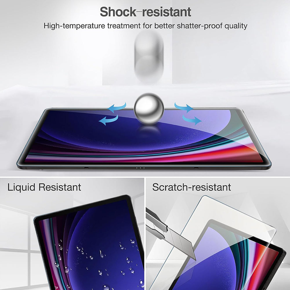 Film de protection d'écran Lito Classic pour Samsung Galaxy Tab S9 FE / Tab S9, Verre trempé, Collage intégral, 2.5D