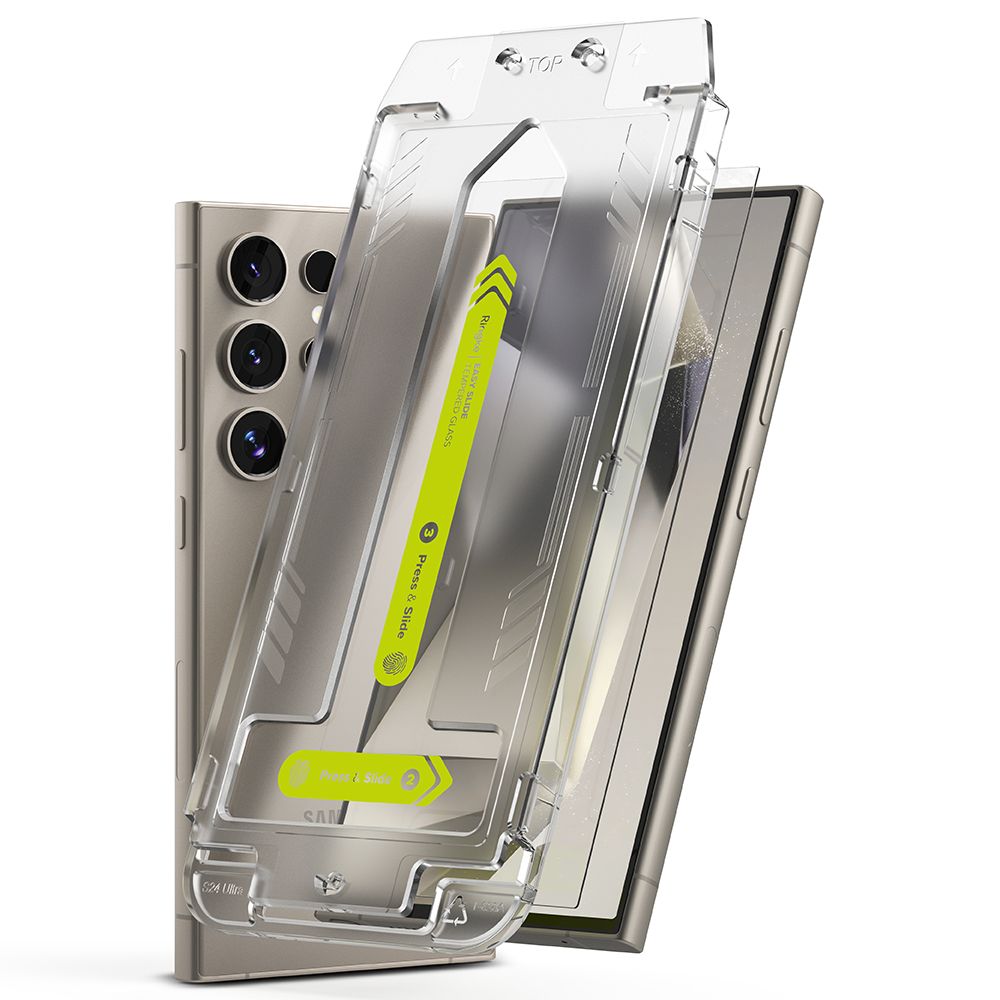 Schutzfolie Ringke Easy Slide für Samsung Galaxy S24 Ultra S928, Gehärtetes Glas, Vollverklebung, Set mit 2 Stück