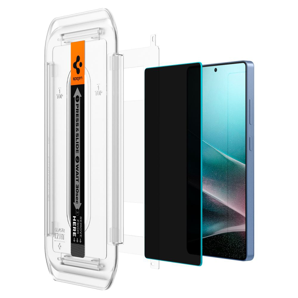 Film de protection d'écran Privacy Spigen GlastR EZ FIT HD pour Samsung Galaxy S25 Ultra S938, Verre Trempé, Collage Complet, Lot de 2 pièces AGL09335