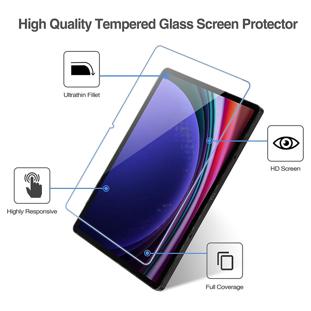 Film de protection d'écran Lito Classic pour Samsung Galaxy Tab S9 FE / Tab S9, Verre trempé, Collage intégral, 2.5D