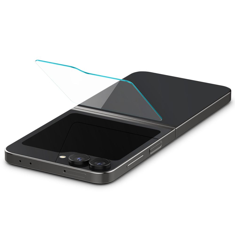 Schutzfolie Außenbildschirm Spigen GlastR EZ FIT für Samsung Galaxy Z Flip6 F741, Gehärtetes Glas, Vollkleber, Set 2 Stück AGL07972