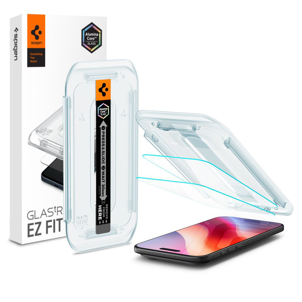 Film de protection écran Spigen GlastR EZ FIT pour Apple iPhone 17 Air, Verre Trempé, Full Glue, Lot de 2 pièces