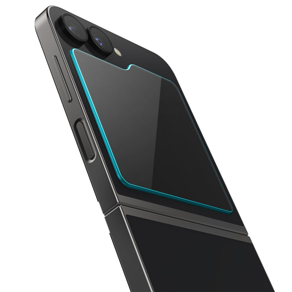 Schutzfolie Außenbildschirm Spigen GlastR EZ FIT für Samsung Galaxy Z Flip6 F741, Gehärtetes Glas, Vollkleber, Set 2 Stück AGL07972