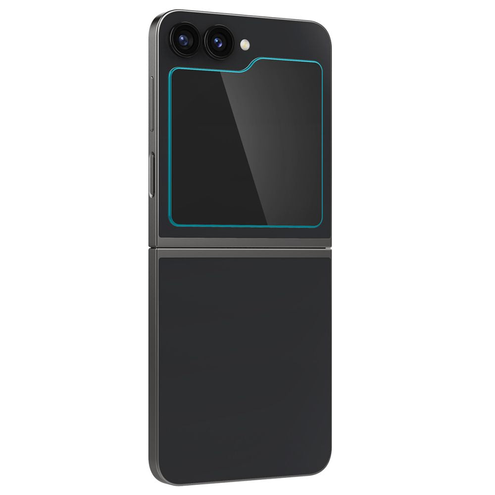 Schutzfolie Außenbildschirm Spigen GlastR EZ FIT für Samsung Galaxy Z Flip6 F741, Gehärtetes Glas, Vollkleber, Set 2 Stück AGL07972