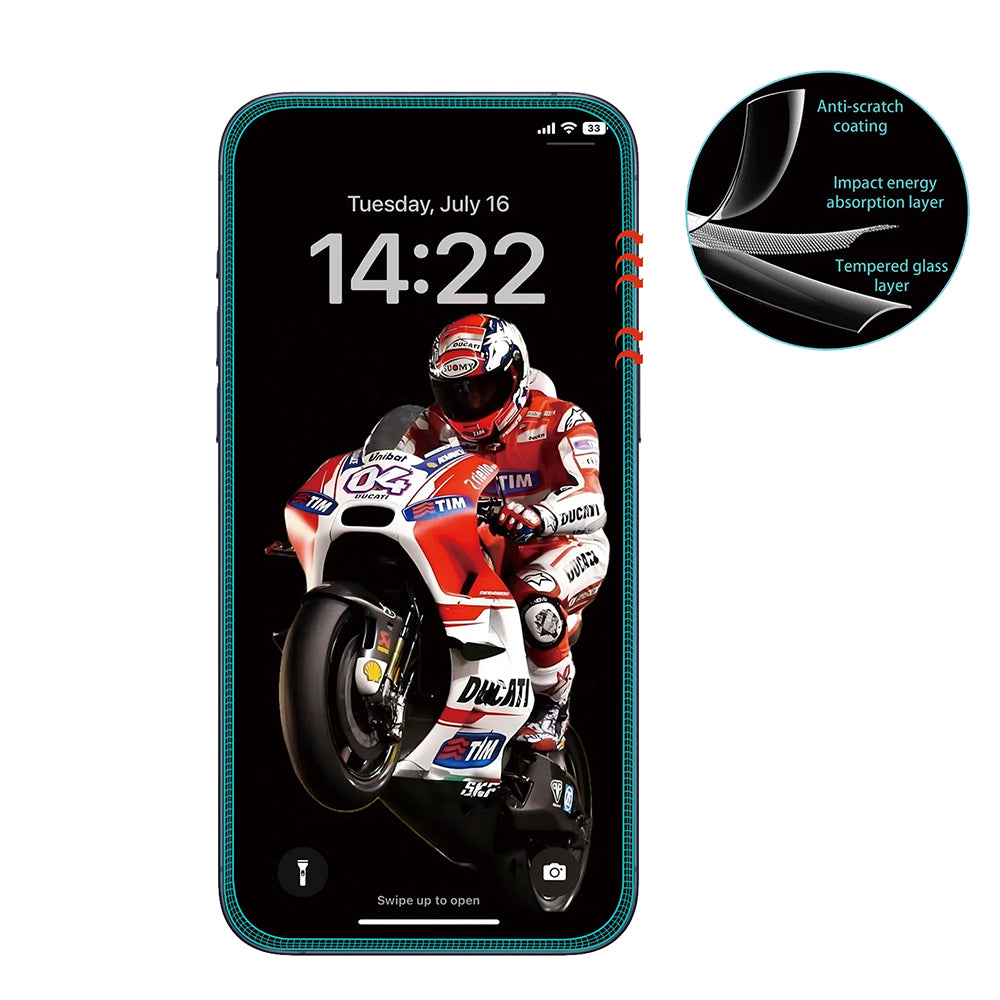 Film de protection écran Anank 5X Renforcé Anti Fissure pour Apple iPhone 17 Pro, Verre Trempé, Full Glue, 3D, Noir