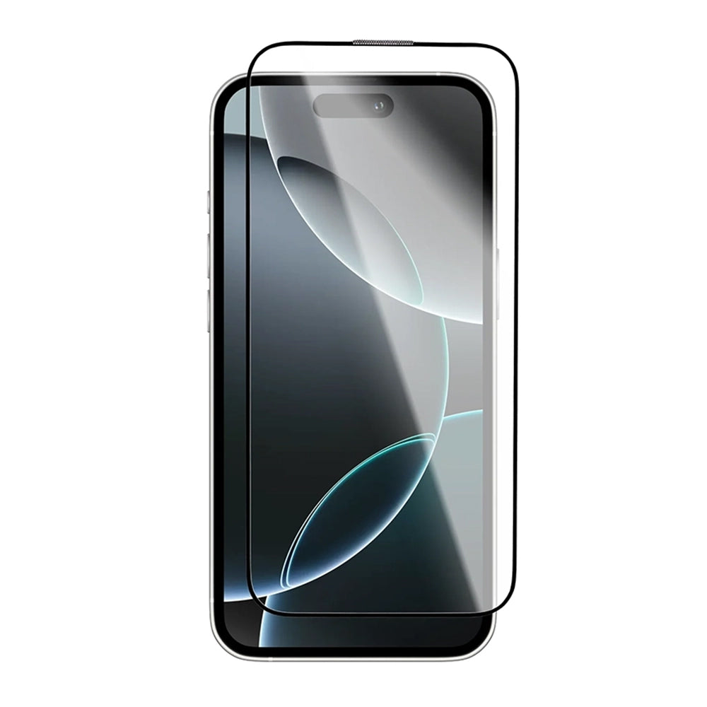 Film de protection d'écran Blueo Crystal Anti-Rayures pour Apple iPhone 16 Pro, Verre Trempé, Collage Complet, Noir