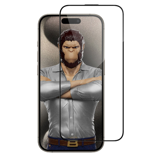 Film de protection d'écran Blueo HD pour Apple iPhone 16 Pro, Verre trempé, Full Glue, 3D, Noir