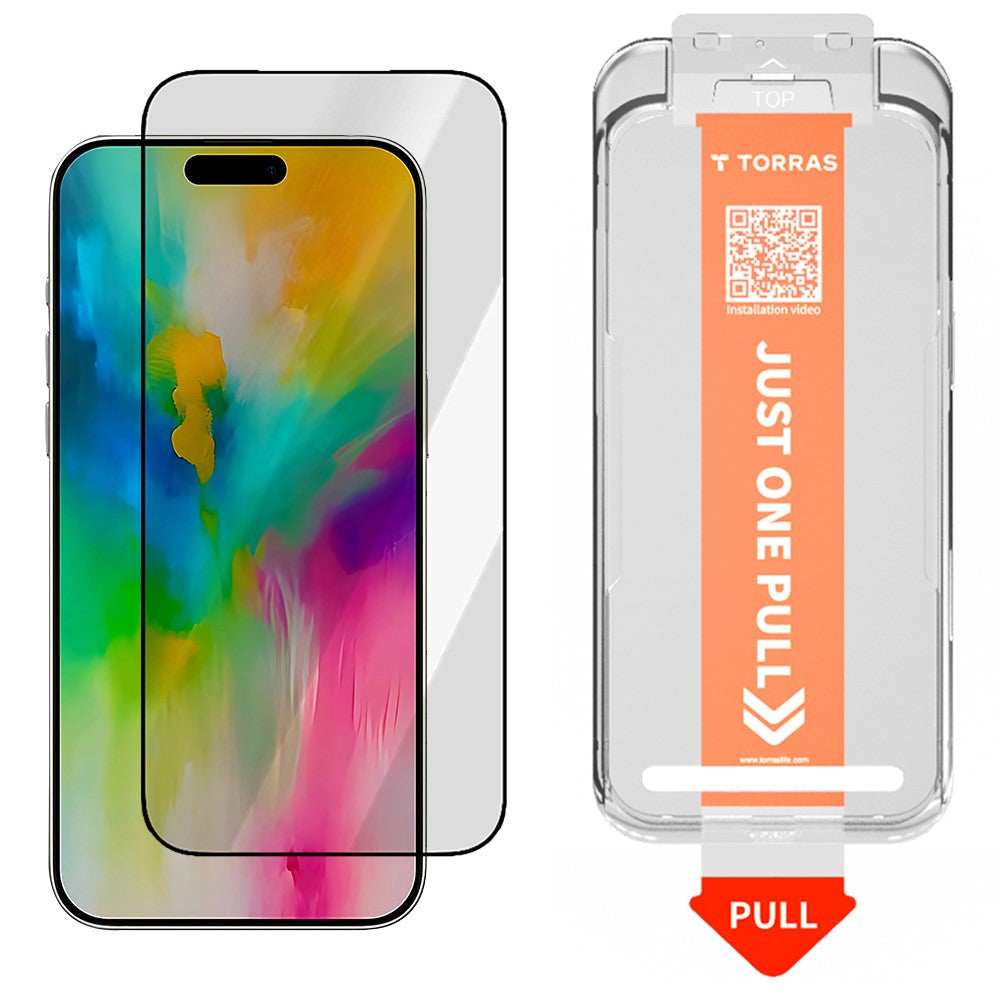 Film de protection d'écran Torras GlassGo Install Master pour Apple iPhone 17 Pro, Verre Trempé, Full Glue