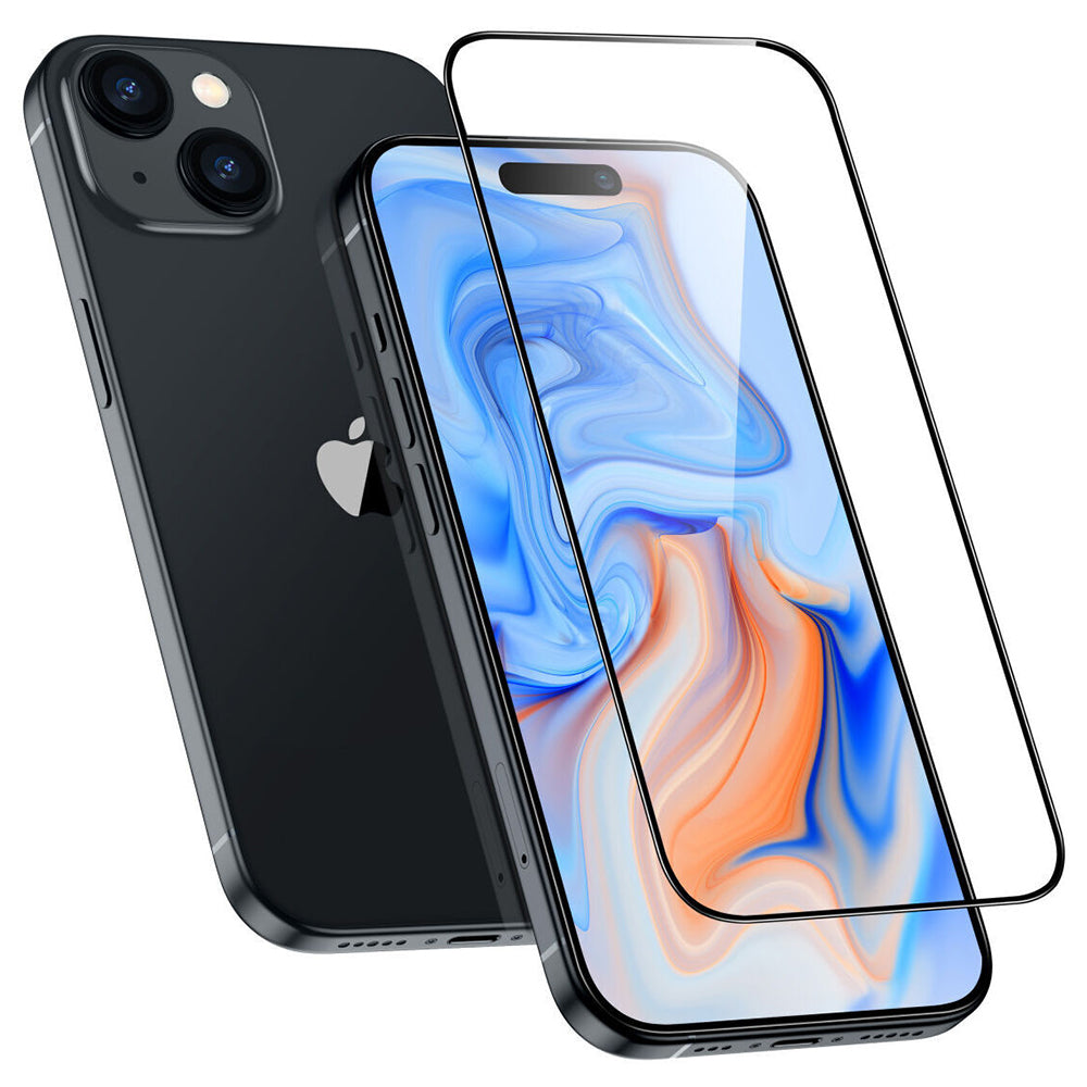 Film de protection d'écran ESR Armorite pour Apple iPhone 15 Plus, Verre Trempé, Full Glue, Noir