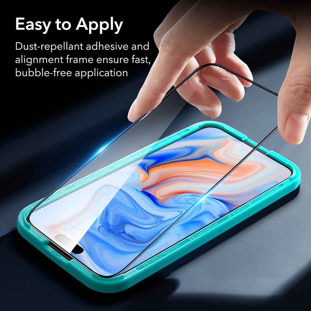 Film de protection d'écran ESR Armorite pour Apple iPhone 15 Plus, Verre Trempé, Full Glue, Noir