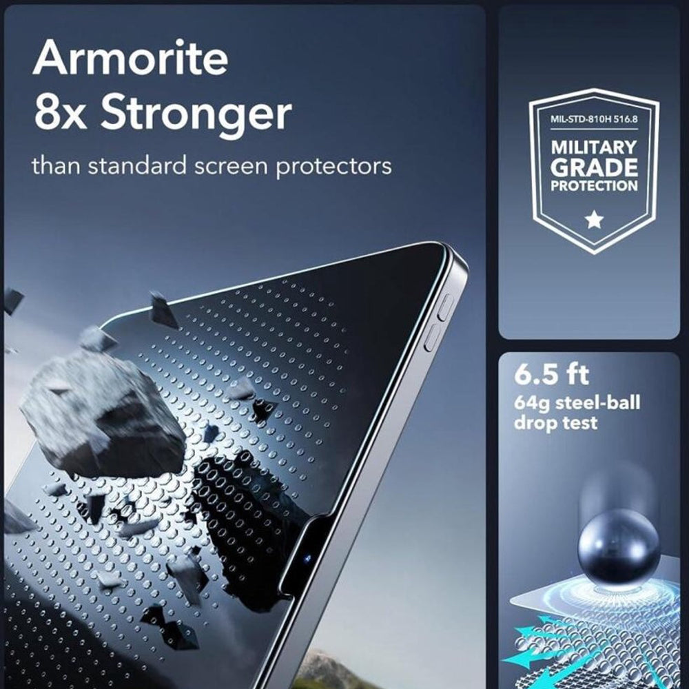 Film de protection d'écran ESR Armorite UltraFit pour Apple iPad Air 11 (2026) / Air 11 (2025), Verre trempé, Collage complet, Lot de 2 pièces