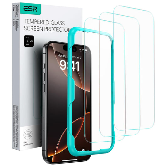 ESR Screen Protector for Apple iPhone 17 Pro, Tempered Glass, Full Glue, Set of 3 Pieces