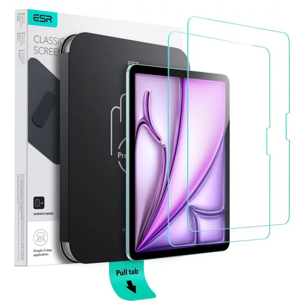 ESR UltraFit Displayschutzfolie für Apple iPad Air 11 (2026) / Air 11 (2025), gehärtetes Glas, Full Glue, 2er-Set