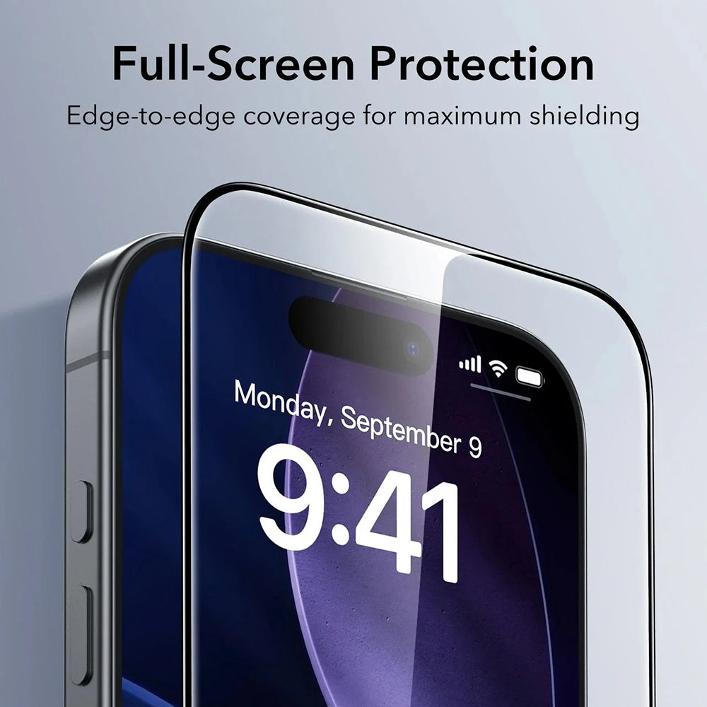 Film de protection écran ESR UltraFit pour Apple iPhone 17 Pro Max, Verre Trempé, Full Glue, Set de 3 pièces