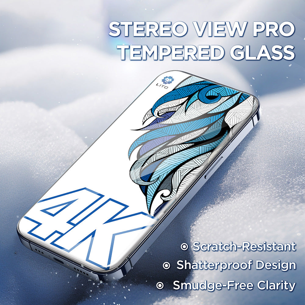 Film de protection écran Lito D+ Max 4K pour Apple iPhone 17 / 16 Pro, Verre Trempé, Full Glue, Noir