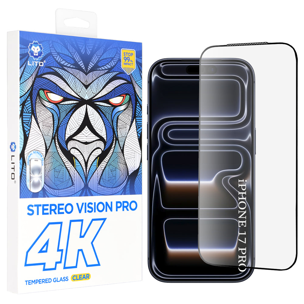 Film de protection écran Lito D+ Max 4K pour Apple iPhone 17 Pro, Verre Trempé, Full Glue, Noir