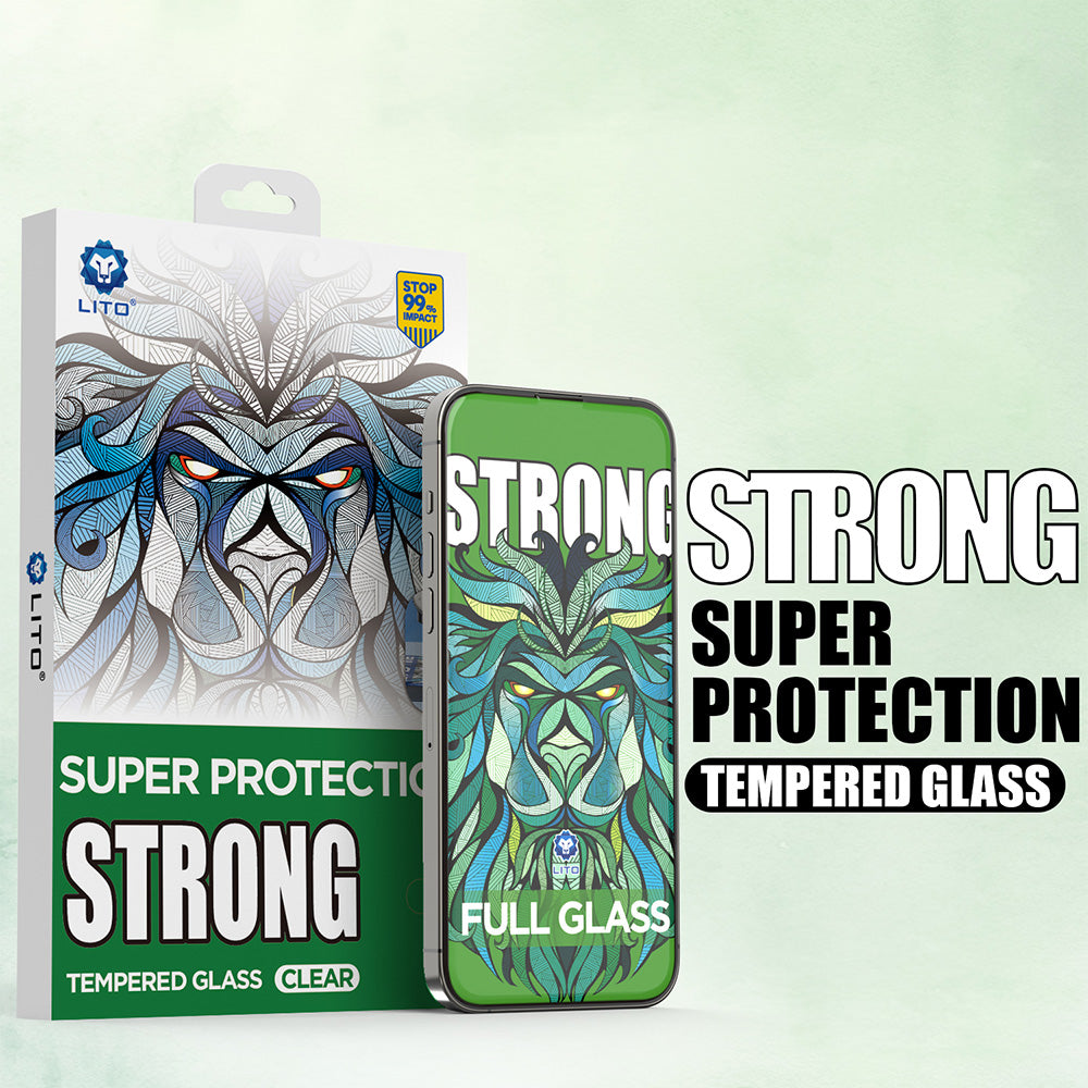Film de protection d'écran Lito D+ Max Strong pour Apple iPhone 17 / 16 Pro, Verre Trempé, Full Glue, Noir
