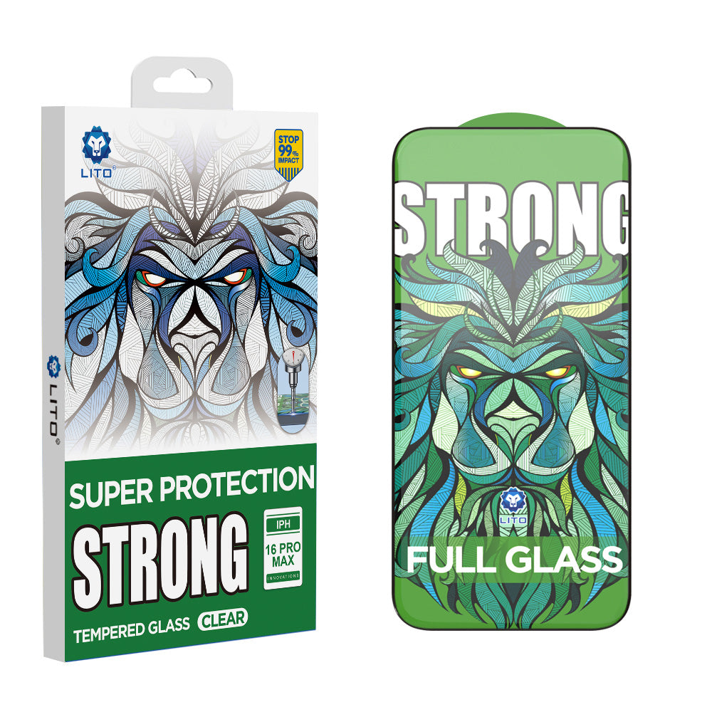 Film de protection d'écran Lito D+ Max Strong pour Apple iPhone 17 / 16 Pro, Verre Trempé, Full Glue, Noir