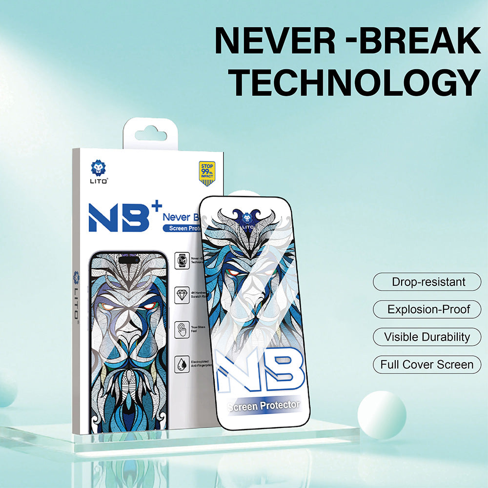 Lito NB Screen Protector for Apple iPhone 17 Pro, Tempered Glass, Full Glue, Black