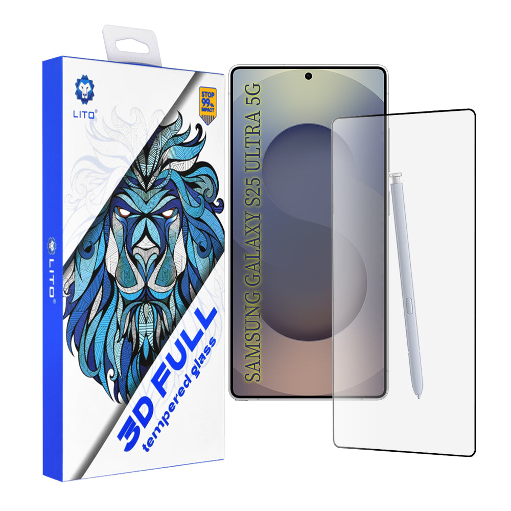 Film de protection d'écran Lito pour Samsung Galaxy S25 Ultra S938, Verre Trempé, Full Glue, 3D, Noir