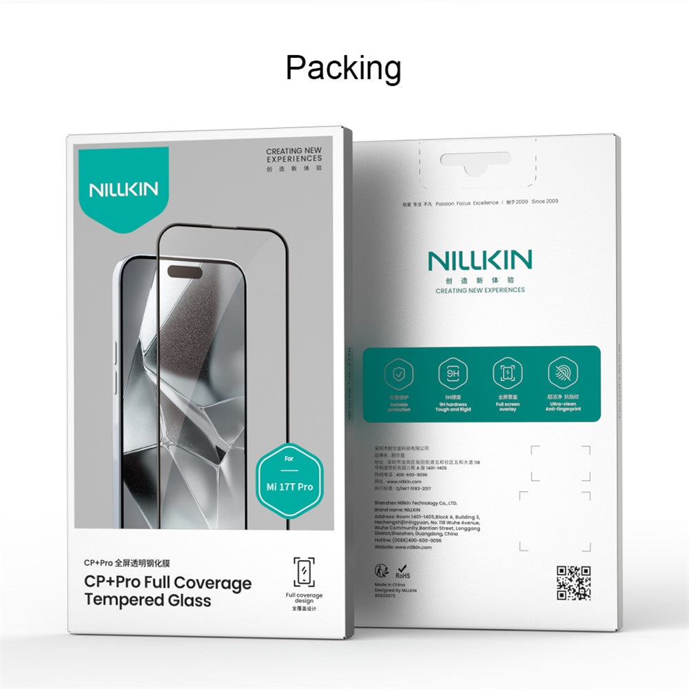 Nillkin CP+ Pro Displayschutzfolie für Xiaomi 17T Pro, gehärtetes Glas, Vollkleber, schwarz
