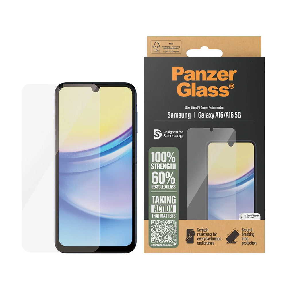 Schutzfolie PanzerGlass Ultra-Wide Fit EasyAligner für Samsung Galaxy A17 4G / A17 5G, gehärtetes Glas, Vollverklebung
